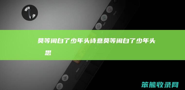 莫等闲白了少年头诗意 莫等闲白了少年头意思