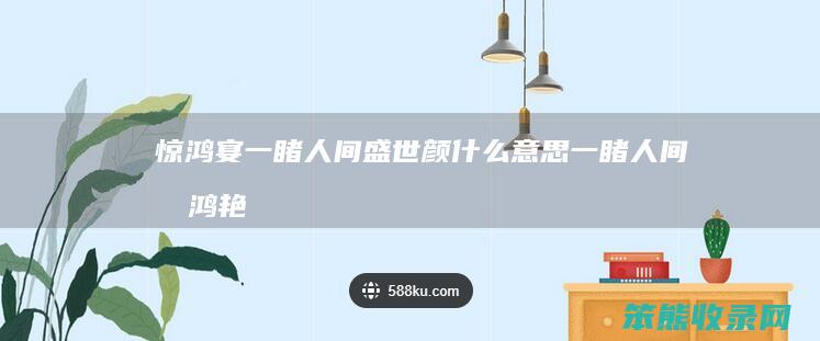 惊鸿宴一睹人间盛世颜一睹人间惊鸿艳