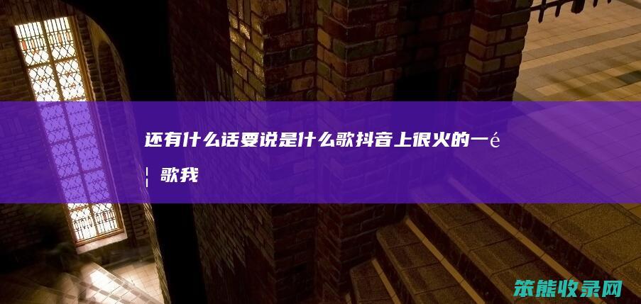 还有话要说是歌抖音上很火的一首歌我