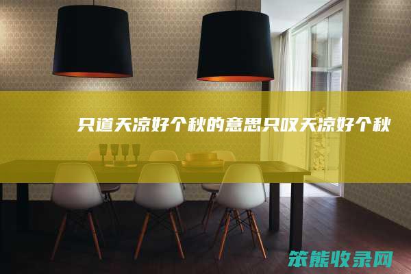 只道天凉好个秋的只叹天凉好个秋