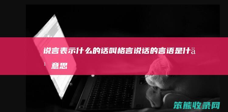 说言表示什么的话叫格言（说话的言语是什么意思）
