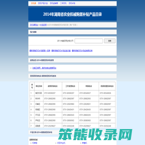 2014年湖南省农机补贴目录